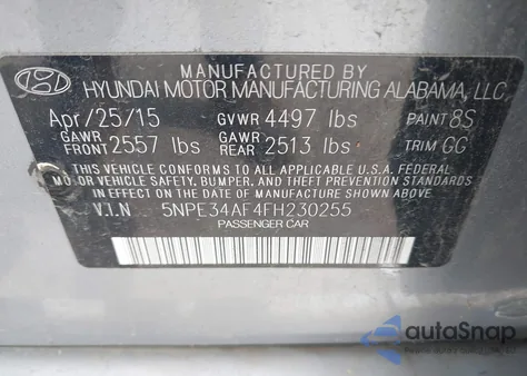 2015 Hyundai Sonata Limited из США, поврежденный, VIN 5NPE34AF4FH230255